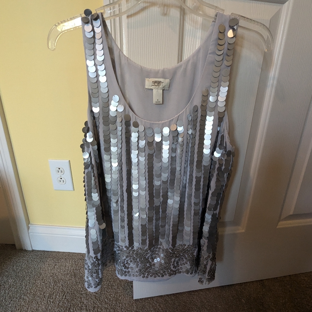 Ann Taylor Loft Pewter Holiday Tank NWOT